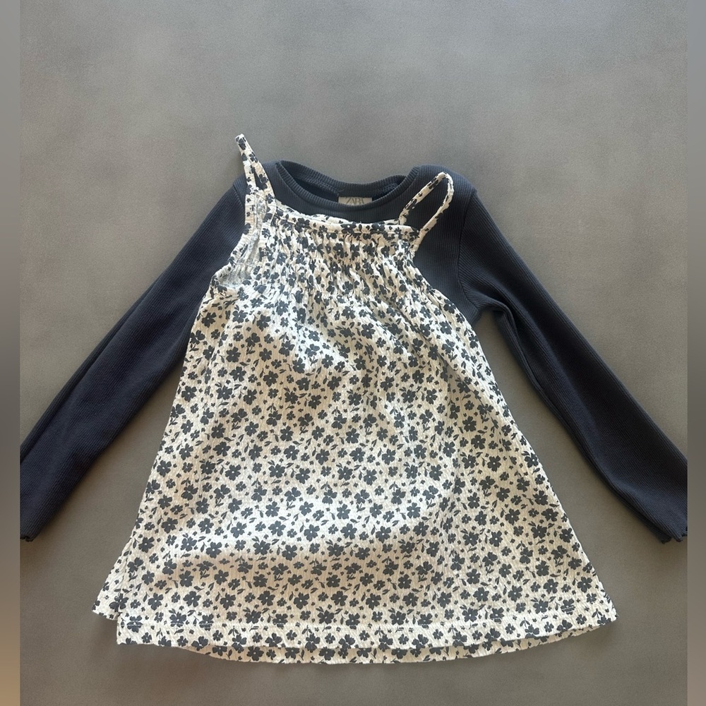 Zara toddler girl dress with matching long sleeve-3T